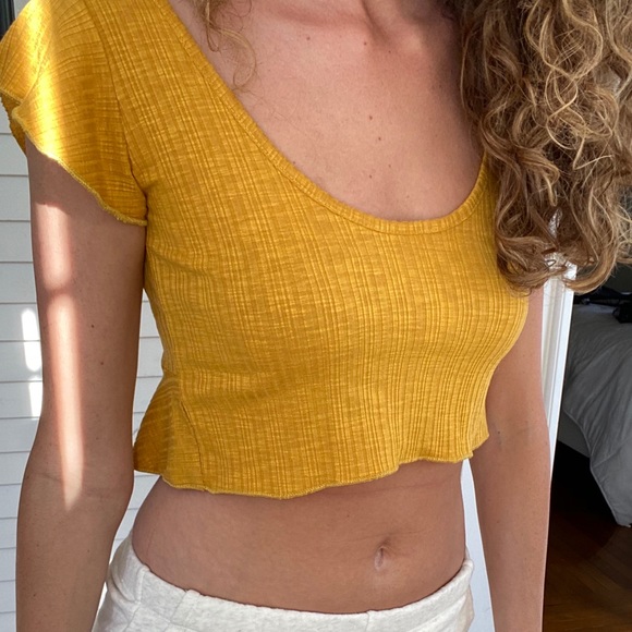 Yellow Ribbed Crop Top - Picture 2 of 5